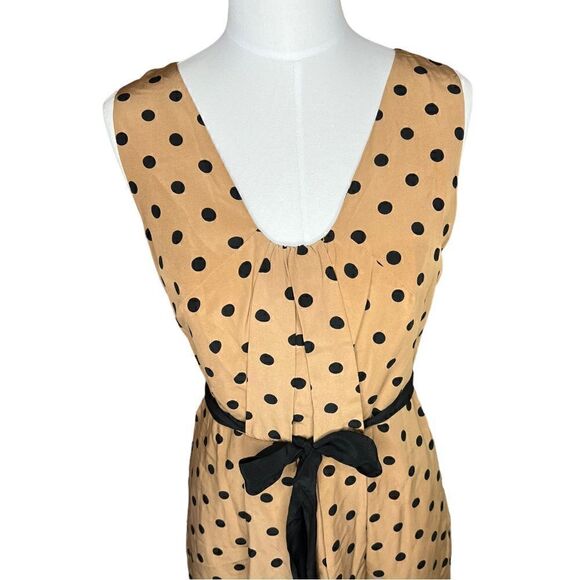 Anthropologie Yoana Baraschi Silk Polka Dot Belted Sleeveless Dress Size 6 - Picture 4 of 9